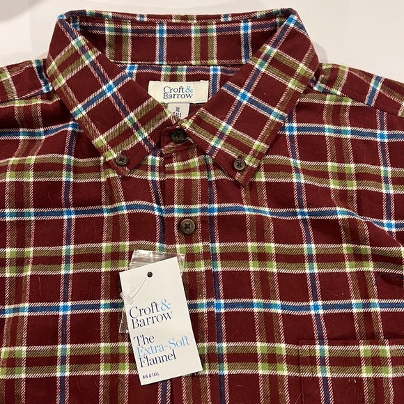 NWT Croft & Barrow  Big & Tall Classic - Fit Flannel Button-Down Shirt Size: XL - Picture 6 of 6